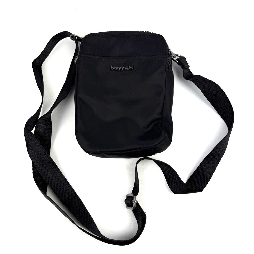 Baggallini Take Two RFID Crossbody‎ Black Nylon Gunmetal Hardware Handbag New